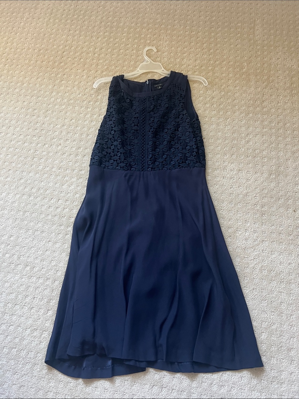 Ann Taylor Navy Floral Lace Bodice A-Line Dress